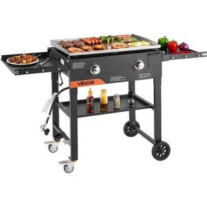 image:imageVEVOR Gas Griddle 2Burner Flat Top Grill 28 inch Grill Plate Foldable Propane Griddle with Wheels 30000 BTU Outdoor Flat Top Grills for PanFrying Grilling StirFrying amp BBQ Pulse IgnitionCart