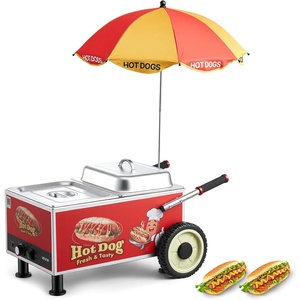 image:imageVEVOR Hot Dog Steamer Cart 1200W Electric Stainless Steel Hot Dog Steam Machine 86203F Temp Adjustable Portable Cart with EyeCatching Umbrella amp Wheels for Bakeries Food Stands Parties