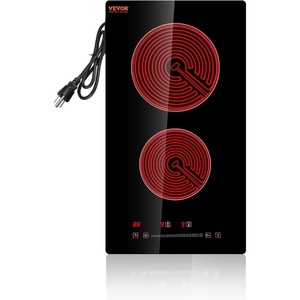 image:imageVEVOR LT477 Built in Electric Ceramic 232 x 205 inch Stove Top 240V Glass Radiant Cooktop with Touch Control Timer amp Child Lock 9 Power Levels for Simmer Steam Slow Cook Fry 24IN 4Burners12 IN2 BurnerTouch Control