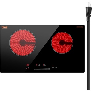 image:imageVEVOR LT477 Built in Electric Ceramic 232 x 205 inch Stove Top 240V Glass Radiant Cooktop with Touch Control Timer amp Child Lock 9 Power Levels for Simmer Steam Slow Cook Fry 24IN 4Burners24 IN2 BurnerTouch Control