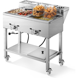 image:imageVEVOR Outdoor Propane Griddle 2 Burners 11600 BTU Each Commercial Stainless Steel Gas Griddle Cart with 4 Lockable Wheels 13 Food Pan EasyGrip Side Handle Ideal for Hot Dogs Burgers amp Meats255940944134