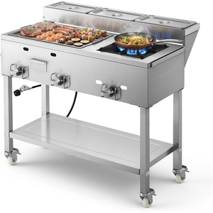image:imageVEVOR Outdoor Propane Griddle 2 Burners 11600 BTU Each Commercial Stainless Steel Gas Griddle Cart with 4 Lockable Wheels 13 Food Pan EasyGrip Side Handle Ideal for Hot Dogs Burgers amp Meats273638584705