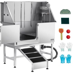 image:imageVEVOR Stainless Steel Dog Washing Station 50 inch Pet Grooming Tub wRamp PE Water Filter Board Faucet amp Showerhead amp Soap Holder Dog Bathtub for Large amp Medium amp Small Pets Left Door