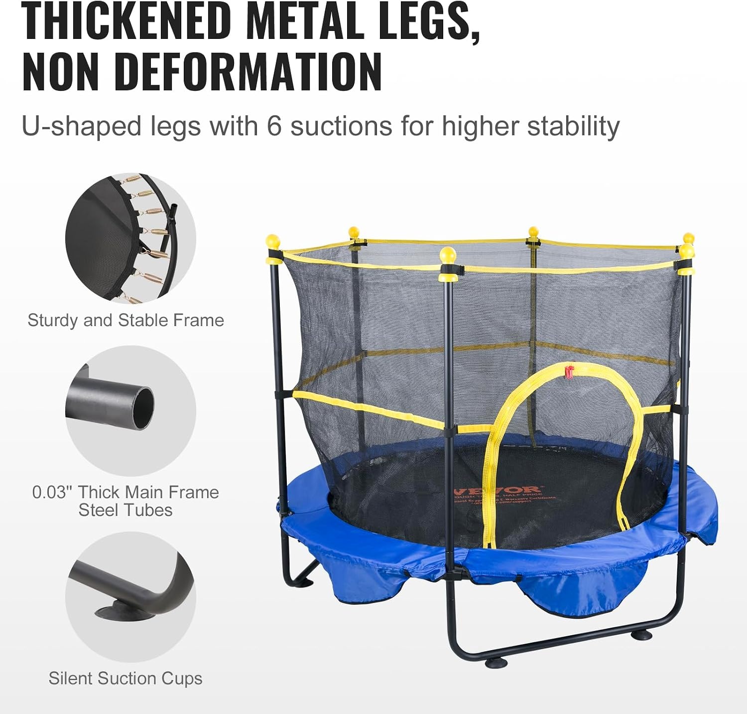 image:imageVEVOR 5FT Trampoline 505556  35 for IndoorOutdoor use for Toddlers Foldable Mini Baby with Foam Handle Recreational Birthday GiftMultiColor