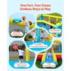 image:imageVEVOR Inflatable Bounce House 147 x 138 x 68 ft Jumping Bouncy Castle Inflatable Jumper for Kids with Slide Basketball Hoop Target Game amp Jumping Area Jumpings House Holds 34 Kids Ages 38Light Blue