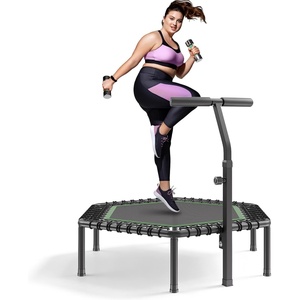 image:imageVEVOR 545 Inch Mini Trampoline 450 lbs Max Load Fitness Rebounder Stable amp Quiet Small Trampoline with 3 Levels Height Adjustable amp Foam Handle Exercise Rebounder for Adults IndoorGarden Workout
