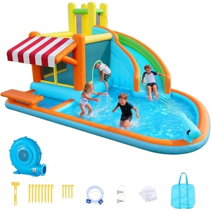 image:imageVEVOR Inflatable Water Slide Bounce House with Blower Compact 5in1 Kids Bouncy Castle with Slide Splash Pool Climbing Wall Basketball Hoop amp Bounce Area for KidsConvenience Store Theme