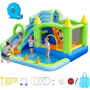 image:imageVEVOR Inflatable Water Slide Bounce House with Blower Compact 5in1 Kids Bouncy Castle with Slide Splash Pool Climbing Wall Basketball Hoop amp Bounce Area for KidsToy Park