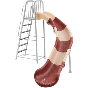 image:imageVEVOR Water Slide 55ft Outdoor Pool Wave Slidefor Kids Free Standing Waterslide with 65ft Ground Tarp Built in Adjustable Sprinkler Metal Plastic Playground Equipment Platform for Backyard Fun10 Ft Curved Slide