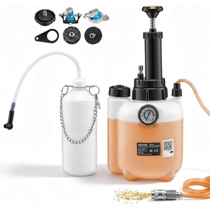 image:imageVEVOR Brake Bleeder Kit 3L Manual Brake Fluid Bleeding Kit with 1L Waste Bottle amp 5 Master Cylinder Adapters OnePerson Professional Brake Fluid Pressure Bleeder for Most Vehicleswith 5pcs Adapters