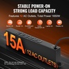 image:imageVEVOR 10 Outlet Horizontal 1U Rack Mount PDU Power Strip for Network Server Racks 10 Individual Led Switches Surge Protection amp Overload Protection 110125V15A with 6ft 14AWG Power Cord12 OutletIntegrated Switches
