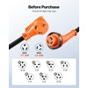 image:imageVEVOR 30 Amp 25 Feet RV Power Cord 125V 3750W Heavy Duty 103 Gauge STW Generator Cord NEMA TT30P to NEMA L530R with Twist Lock Indicator Light Grip Handle 15A Adapter for RV Trailer Black