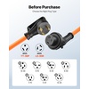 image:imageVEVOR 30 Amp 25 Feet RV Power Cord 125V 3750W Heavy Duty 103 Gauge STW Generator Cord NEMA TT30P to NEMA L530R with Twist Lock Indicator Light Grip Handle 15A Adapter for RV Trailer Orange