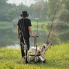image:imageVEVOR Beach Fishing Cart 200 lbs Load Capacity Foldable Fishing Cart with HeavyDuty Carbon Steel Frame 13Inch AllTerrain PU Balloon Tires 7 Rod Holders for Outdoor Activities Camping Picnic504 D x 262 W x 350 H