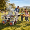 image:imageVEVOR Beach Fishing Cart 200 lbs Load Capacity Foldable Fishing Cart with HeavyDuty Carbon Steel Frame 13Inch AllTerrain PU Balloon Tires 7 Rod Holders for Outdoor Activities Camping Picnic565 D x 256 W x 354 H