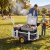 image:imageVEVOR Beach Fishing Cart 200 lbs Load Capacity Foldable Fishing Cart with HeavyDuty Carbon Steel Frame 13Inch AllTerrain PU Balloon Tires 7 Rod Holders for Outdoor Activities Camping Picnic544 D x 250 W x 276 H