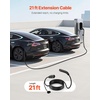 image:imageVEVOR EV Charger Extension Cable 40Amp 21 ft J1772 Extension Cord Compatible with 120V240V SAE J1772 Electric Vehicle Chargers Level 1Level 2 IP66 Heavy Duty Car Charging Cable with Carrying Bag48Amp  Tesla