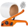 image:imageVEVOR Electric Strapping Machine for 039075 PP PET Straps Portable Electric Banding Tool with Digital Display 2 x 4000mAh Battery Powered Automatic Strapping Tool for Packaging Box PalletPP 12x328 3PC Set