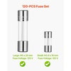 image:imageVEVOR FastBlow Glass Fuses Assortment Kit 120 Pcs 125 Volt 5 x 20 mm 1A 2A 3A 4A 5A 8A 10A 36 x 10 mm 25A 3A 5A Tube Fuses Suitable for Electrical Boxes LED Strips Electronics Appliances