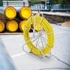 image:imageVEVOR Fish Tape Fiberglass 656 ft 516 in Duct Rodder Fishtape Wire Puller Cable Running Rod with Steel Reel Stand 3 Pulling Heads Fishing Tools for Walls and Electrical Conduit NonConductive14Inch x 656FT