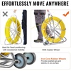 image:imageVEVOR Fish Tape Fiberglass 656 ft 516 in Duct Rodder Fishtape Wire Puller Cable Running Rod with Steel Reel Stand 3 Pulling Heads Fishing Tools for Walls and Electrical Conduit NonConductive516inch 656FT