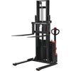 image:imageVEVOR Full Electric Pallet Stacker 3300 lbs Capacity 984 Lifting Height Pallet Lift Stacker Forklift with Straddle Legs amp Forks 866311 Inches Adjustable Fork Width Orange amp Black