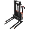 image:imageVEVOR Full Electric Pallet Stacker 3300 lbs Capacity 984 Lifting Height Pallet Lift Stacker Forklift with Straddle Legs amp Forks 866311 Inches Adjustable Fork Width Orange amp Black