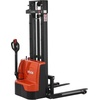 image:imageVEVOR Full Electric Pallet Stacker 3300 lbs Load Capacity 130 Max Lifting Height Pallet Lift Stacker Forklift with Straddle Legs amp Forks 866311 Inches Adjustable Fork Width Orange amp Black