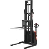 image:imageVEVOR Full Electric Pallet Stacker 3300 lbs Load Capacity 130 Max Lifting Height Pallet Lift Stacker Forklift with Straddle Legs amp Forks 866311 Inches Adjustable Fork Width Orange amp Black