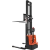 image:imageVEVOR Full Electric Pallet Stacker 3300 lbs Load Capacity 130 Max Lifting Height Pallet Lift Stacker Forklift with Straddle Legs amp Forks 866311 Inches Adjustable Fork Width Orange amp Black