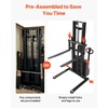 image:imageVEVOR Full Electric Pallet Stacker 3300 lbs Load Capacity 130 Max Lifting Height Pallet Lift Stacker Forklift with Straddle Legs amp Forks 866311 Inches Adjustable Fork Width Orange amp Black