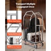image:imageVEVOR Hotel Luggage Cart 1200 lbs Heavy Duty Bellman Cart with Stainless Steel Frame 8 in Rubber Wheels Black Carpeted Deck Commercial Luggage Carrier Rolling Trolley for HotelsResorts Rose Gold424x252x736in
