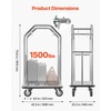 image:imageVEVOR Hotel Luggage Cart 1200 lbs Heavy Duty Bellman Cart with Stainless Steel Frame 8 in Rubber Wheels Black Carpeted Deck Commercial Luggage Carrier Rolling Trolley for HotelsResorts Rose Gold424x252x736in