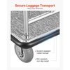 image:imageVEVOR Hotel Luggage Cart 1200 lbs Heavy Duty Bellman Cart with Stainless Steel Frame 8 in Rubber Wheels Black Carpeted Deck Commercial Luggage Carrier Rolling Trolley for HotelsResorts Rose Gold424x25x71in