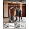 image:imageVEVOR Hotel Luggage Cart 1200 lbs Heavy Duty Bellman Cart with Stainless Steel Frame 8 in Rubber Wheels Black Carpeted Deck Commercial Luggage Carrier Rolling Trolley for HotelsResorts Rose Gold424x252x736in