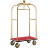 image:imageVEVOR Hotel Luggage Cart 1200 lbs Heavy Duty Bellman Cart with Stainless Steel Frame 8 in Rubber Wheels Black Carpeted Deck Commercial Luggage Carrier Rolling Trolley for HotelsResorts Rose Gold425x252x764in