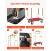 image:imageVEVOR Hotel Luggage Cart 1200 lbs Heavy Duty Bellman Cart with Stainless Steel Frame 8 in Rubber Wheels Black Carpeted Deck Commercial Luggage Carrier Rolling Trolley for HotelsResorts Rose Gold425x252x764in