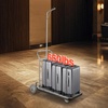 image:imageVEVOR Hotel Luggage Cart 1200 lbs Heavy Duty Bellman Cart with Stainless Steel Frame 8 in Rubber Wheels Black Carpeted Deck Commercial Luggage Carrier Rolling Trolley for HotelsResorts Rose Gold425x25x71in