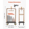 image:imageVEVOR Hotel Luggage Cart 1200 lbs Heavy Duty Bellman Cart with Stainless Steel Frame 8 in Rubber Wheels Black Carpeted Deck Commercial Luggage Carrier Rolling Trolley for HotelsResorts Rose Gold425x256x772in