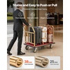 image:imageVEVOR Hotel Luggage Cart 1200 lbs Heavy Duty Bellman Cart with Stainless Steel Frame 8 in Rubber Wheels Black Carpeted Deck Commercial Luggage Carrier Rolling Trolley for HotelsResorts Rose Gold425x256x382in