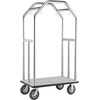 image:imageVEVOR Hotel Luggage Cart 1200 lbs Heavy Duty Bellman Cart with Stainless Steel Frame 8 in Rubber Wheels Black Carpeted Deck Commercial Luggage Carrier Rolling Trolley for HotelsResorts Rose Gold424x252x736in