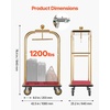 image:imageVEVOR Hotel Luggage Cart 1200 lbs Heavy Duty Bellman Cart with Stainless Steel Frame 8 in Rubber Wheels Black Carpeted Deck Commercial Luggage Carrier Rolling Trolley for HotelsResorts Rose Gold425x252x764in