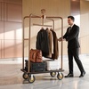 image:imageVEVOR Hotel Luggage Cart 1200 lbs Heavy Duty Bellman Cart with Stainless Steel Frame 8 in Rubber Wheels Black Carpeted Deck Commercial Luggage Carrier Rolling Trolley for HotelsResorts Rose Gold425x256x772in