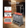 image:imageVEVOR Hotel Luggage Cart 1200 lbs Heavy Duty Bellman Cart with Stainless Steel Frame 8 in Rubber Wheels Black Carpeted Deck Commercial Luggage Carrier Rolling Trolley for HotelsResorts Rose Gold424x25x71in