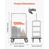 image:imageVEVOR Hotel Luggage Cart Brushed Stainless Steel Finish Bellmans Cart 1200 LBS Valet Cart with Grey Carpeted Deck and 8inch Rubber Wheels Ideal for Hotels Condos Resorts Silver