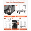 image:imageVEVOR Hotel Luggage Cart Brushed Stainless Steel Finish Bellmans Cart 1200 LBS Valet Cart with Grey Carpeted Deck and 8inch Rubber Wheels Ideal for Hotels Condos Resorts Silver
