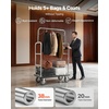 image:imageVEVOR Hotel Luggage Cart Brushed Stainless Steel Finish Bellmans Cart 1200 LBS Valet Cart with Grey Carpeted Deck and 8inch Rubber Wheels Ideal for Hotels Condos Resorts Silver