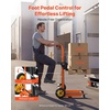 image:imageVEVOR Hydraulic Material Lift Winch Stacker 450 lbs Load Capacity 394 Max Lifting Height Pallet Truck Dolly with Fork Lift Table Foldable amp Portable Pallet Jack Table Cart Orange amp Black