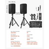 image:imageVEVOR Portable PA System with Microphone 300W Powered Sound System with 8 Channel Mixer Dual 8 Speakers Wireless Bluetooth Compact Stands USB SD XLR RCA Inputs for DJs Events Indoor ampOutdoor800W