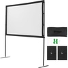 image:imageVEVOR Projector Screen with Stand 120 inch 169 4K 1080 HD Outdoor Movie Screen with Stand WrinkleFree Projection Screen with Bar Feet and Carry Bag for Home Theater Cinema Backyard Movie NightFlatfooted 80